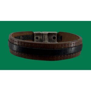 Two Color‎ Leather Bracelet Cuff Velez